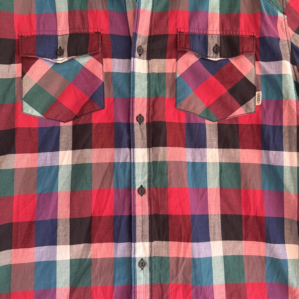 Vans Mens Short Sleeve Plaid Button-Up Shirt Size XL - Picture 2 of 7